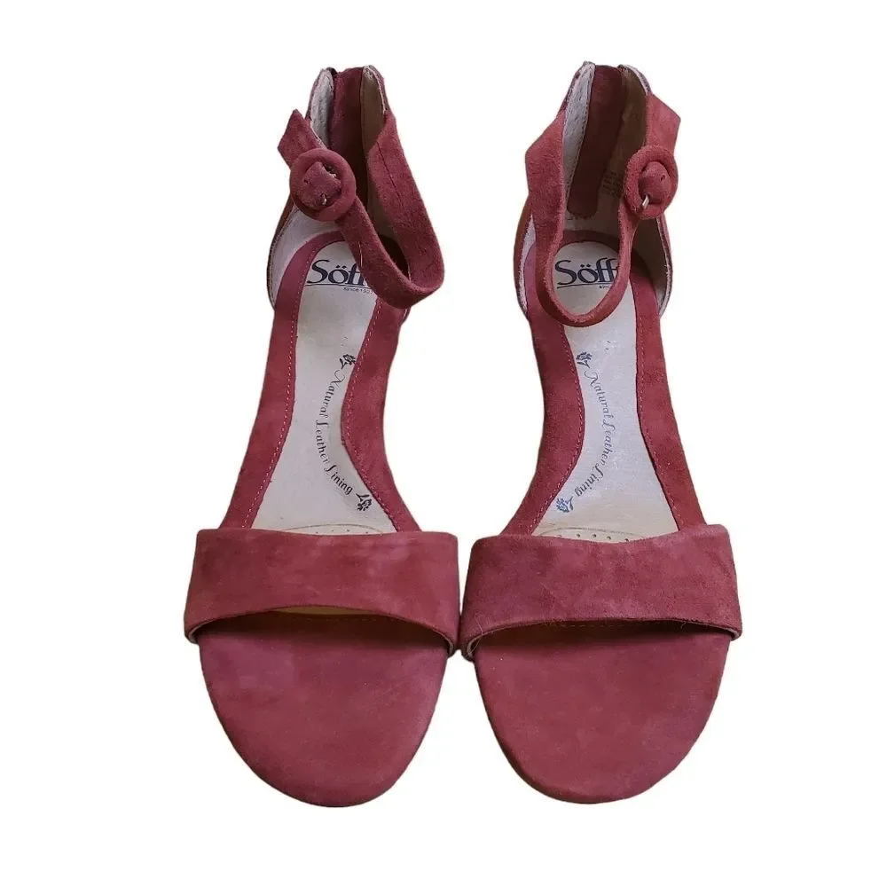 Sofft Red Suede Wedges Size 8.5